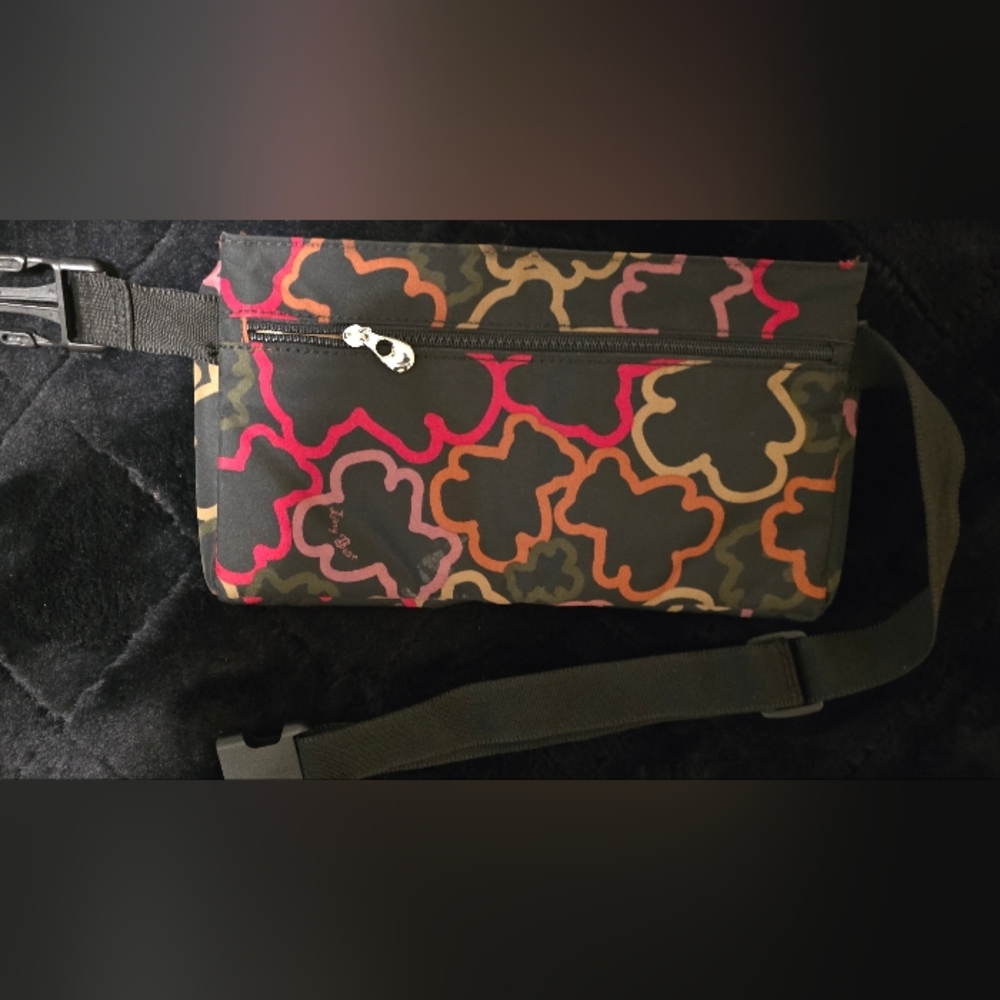 Fanny Pack in Black with Orange & Bear Accents - Picture 2 of 5